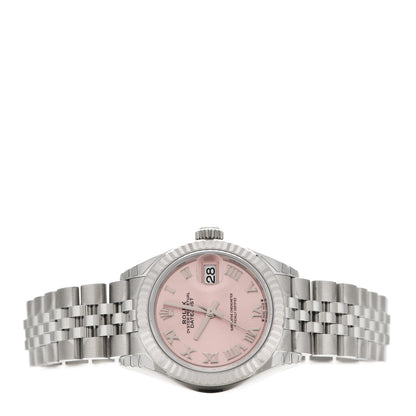 Rolex Stainless Steel 18K White Gold 28mm Oyster Perpetual Datejust Watch Pink Roman 279174 2 of 5