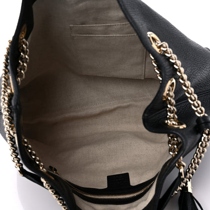 Gucci Pebbled Calfskin Medium Soho Chain Shoulder Bag Black 5 of 14