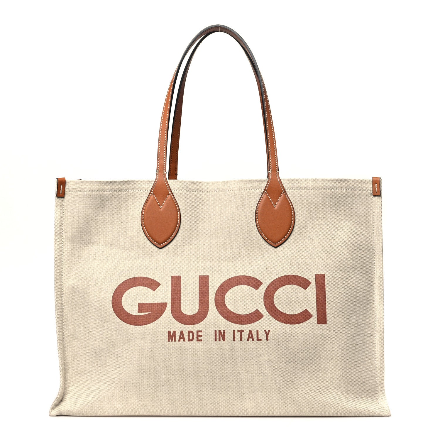 Gucci Canvas Calfskin Logo Maxi Tote Bag Beige Light Brown 1 of 11