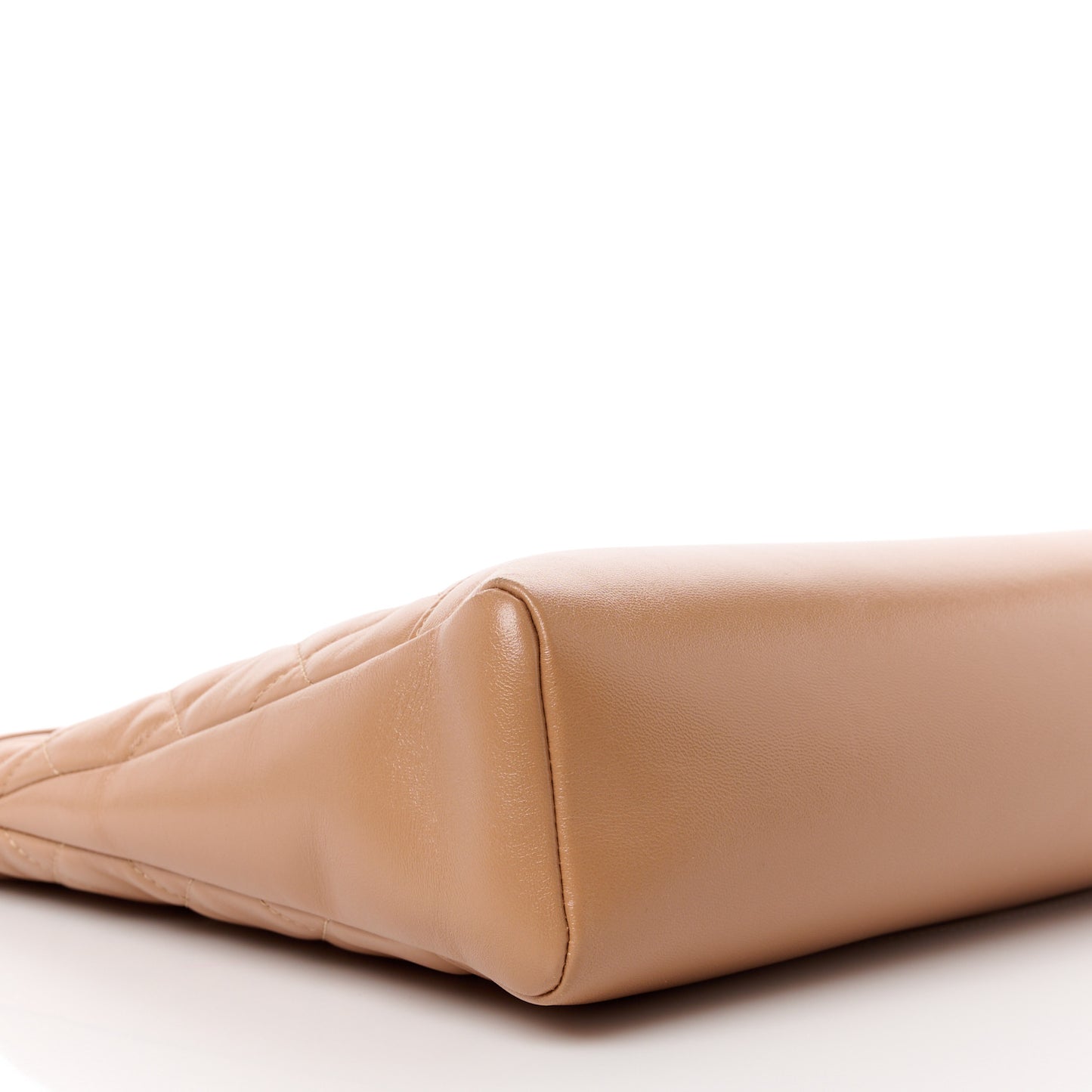 Shiny Crumpled Calfskin Quilted 31 Shopping Bag Dark Beige