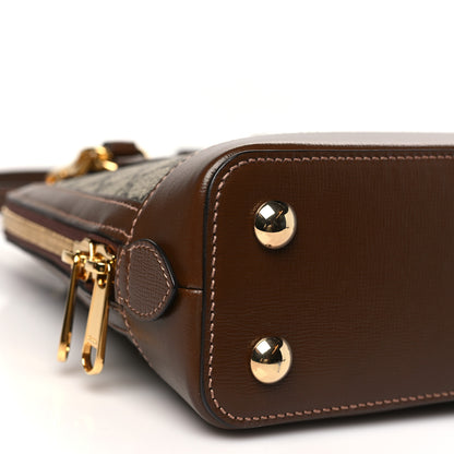 Gucci GG Supreme Monogram Azalea Calfskin Small Horsebit 1955 Top Handle Bag Beige Ebony Brown Sugar 9 of 11