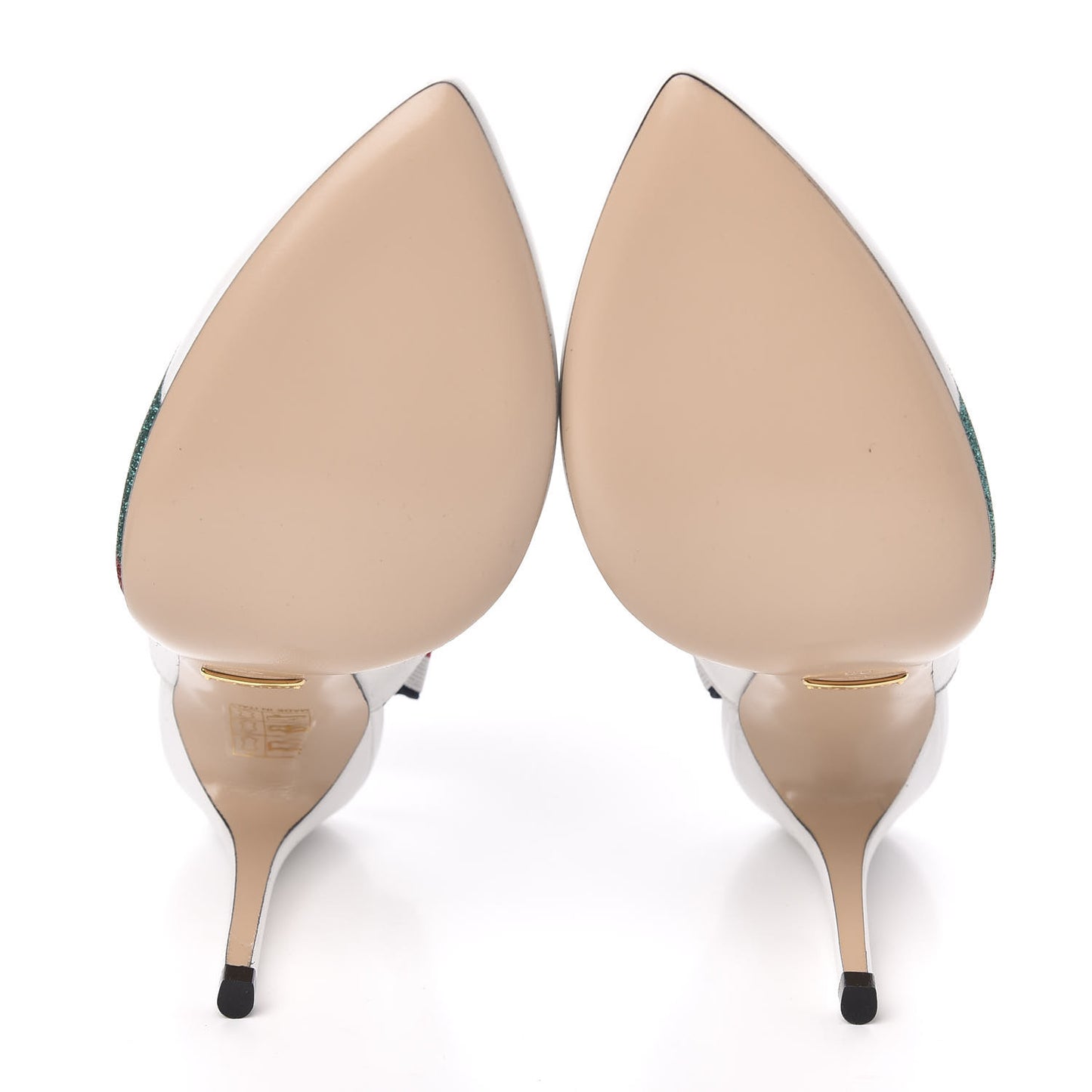 Calfskin Glitter Web High Heel Slingback Pumps 35 White