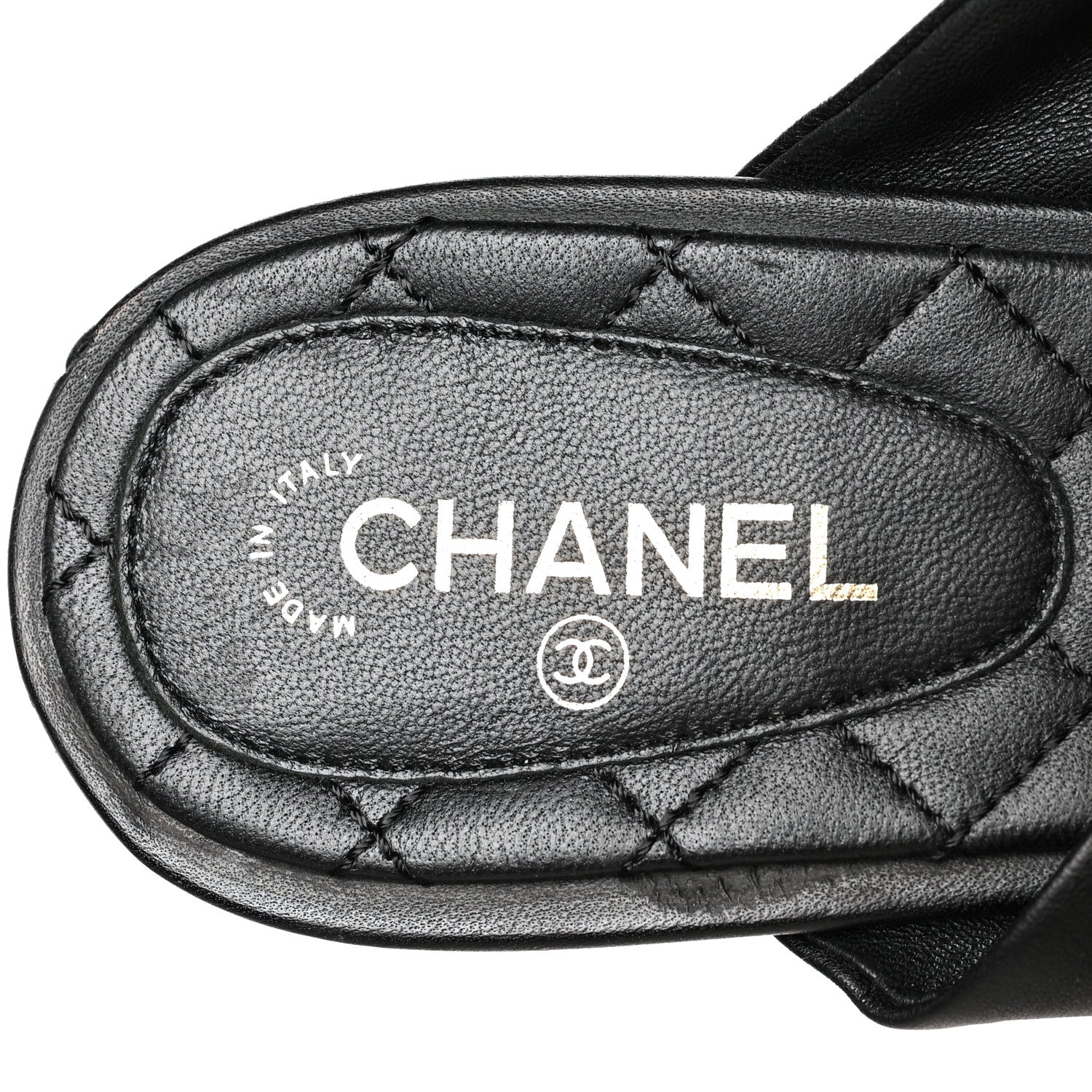 Chanel Lambskin Pearl Bow CC Flat Sandals 36 Black 8 of 9