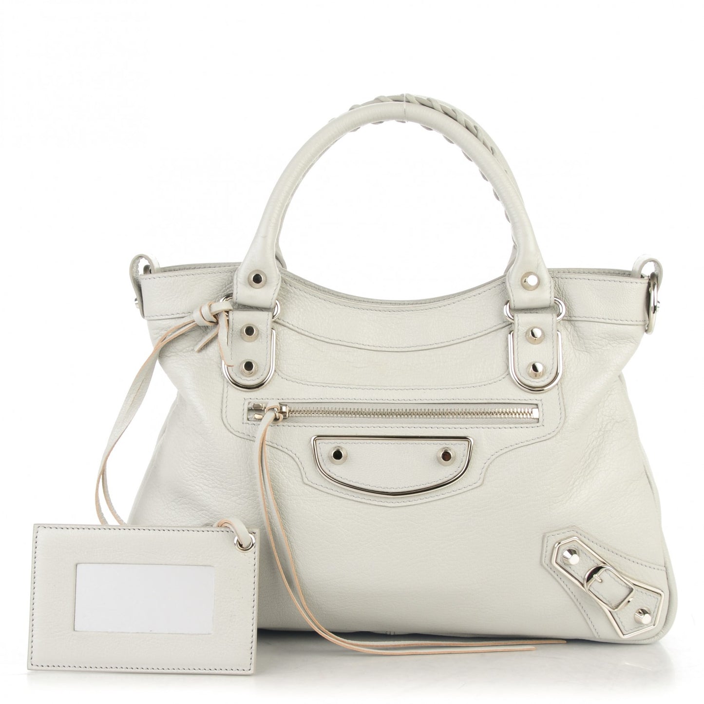Chevre Silver Metallic Edge Hardware Town Gris Perle
