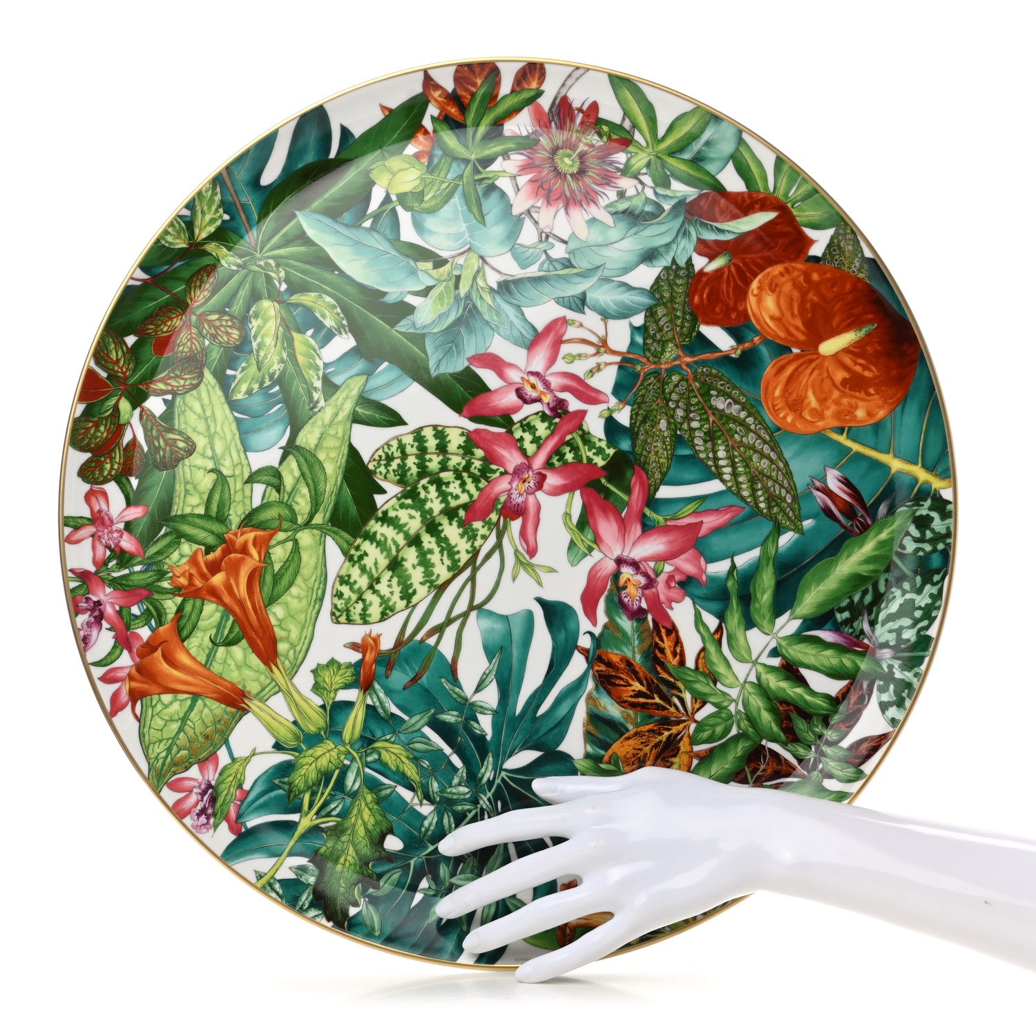 Hermes Porcelain Passifolia Large Round Platter 2 of 7