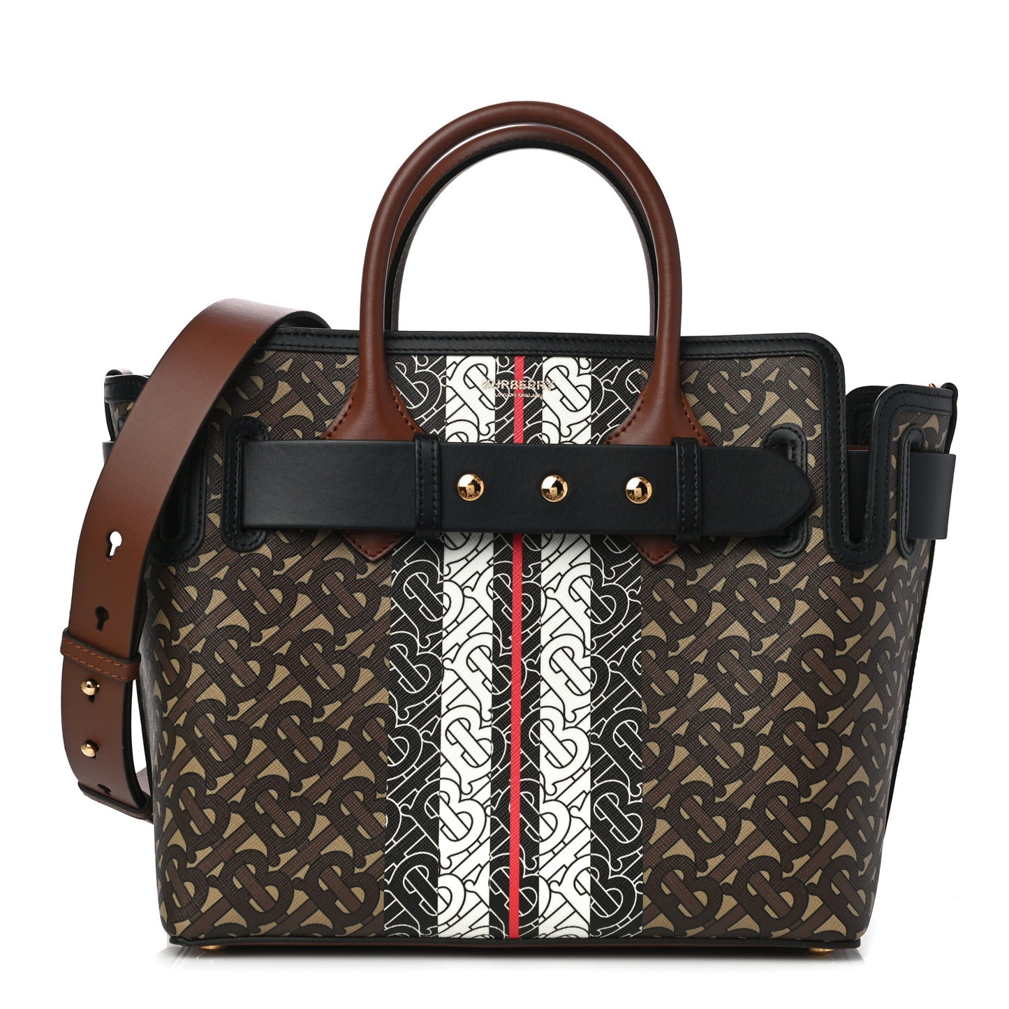 E-Canvas Monogram Stripe Small Belt Tote