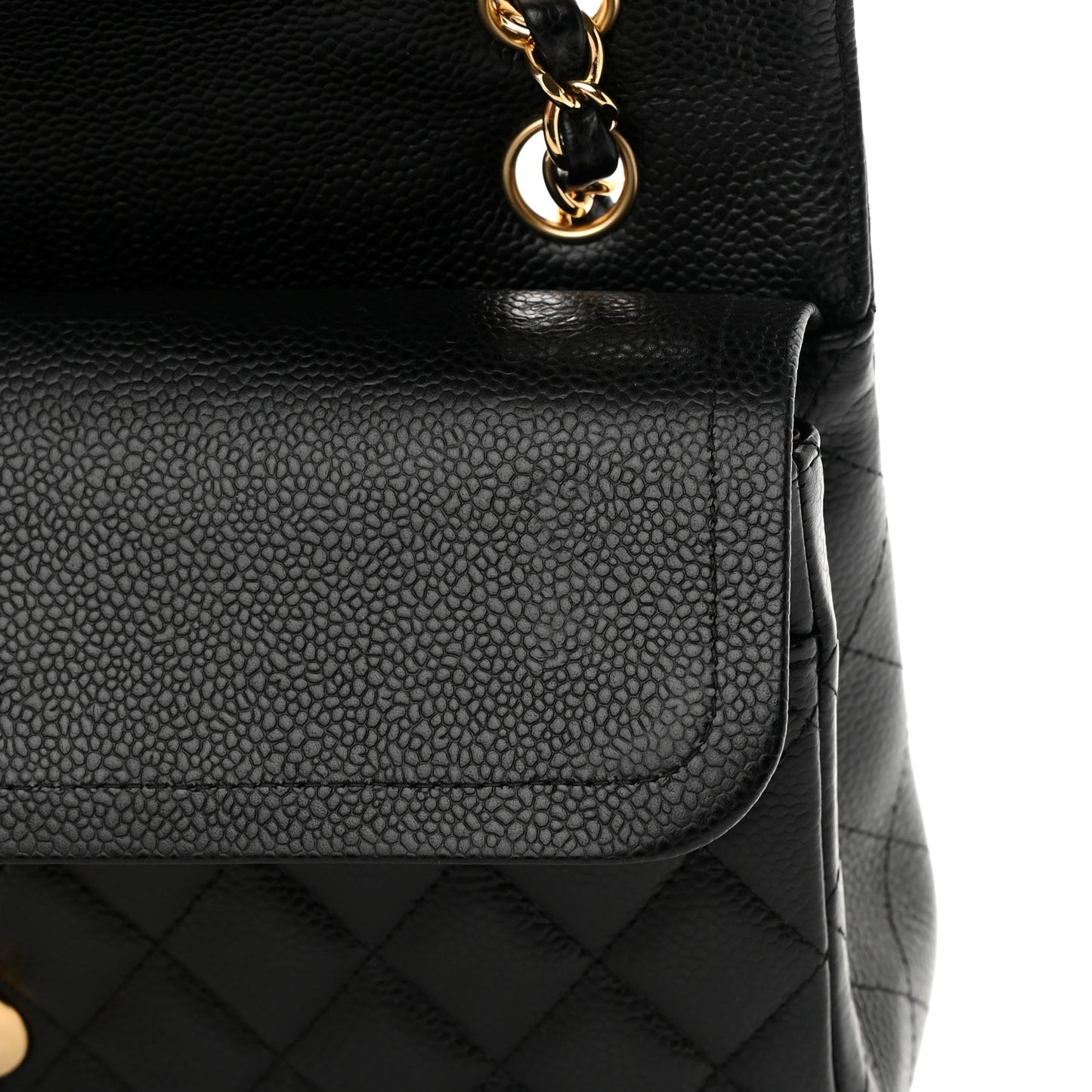 Caviar Quilted Medium Double Flap Black