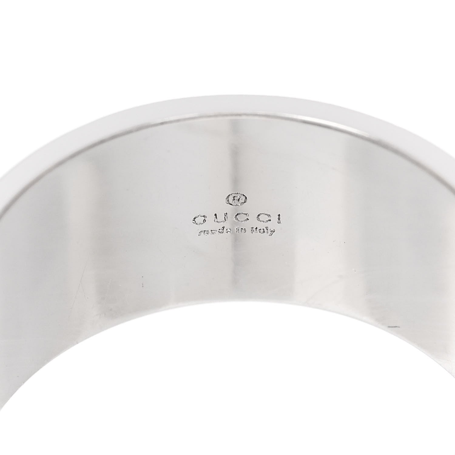 Gucci 18K White Gold Wide Icon Ring 54 6.75 4 of 6