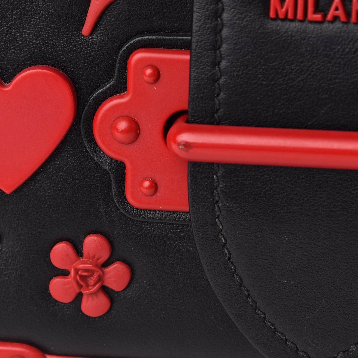 City Calf Saffiano Embellished Cahier Bag Black Fuoco