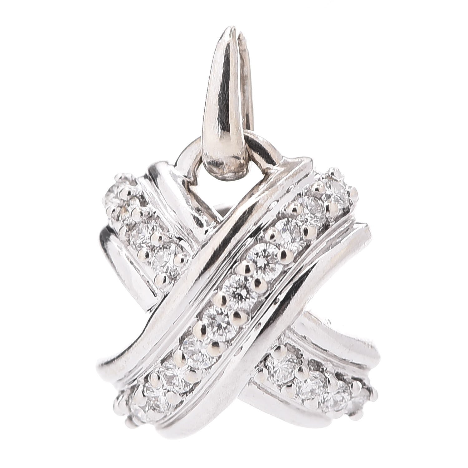 Tiffany 18K White Gold Diamond Signature X Pendant 1 of 3
