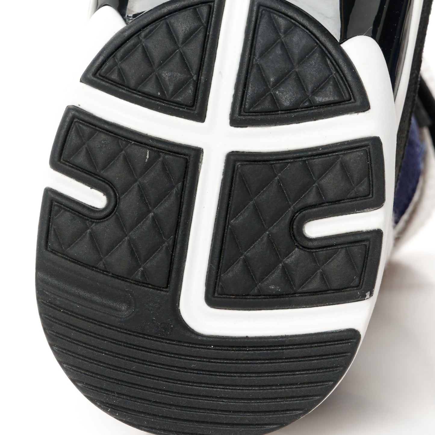 Suede Calfskin Knit CC Sneakers 38 Dark Blue Light Grey