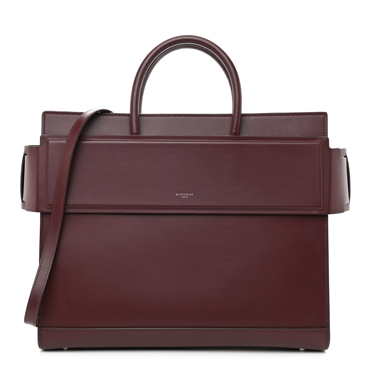 Smooth Calfskin Medium Horizon Satchel Oxblood