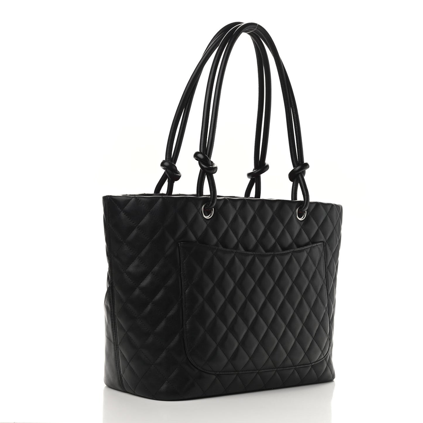 Calfskin Quilted Large Cambon Tote Black