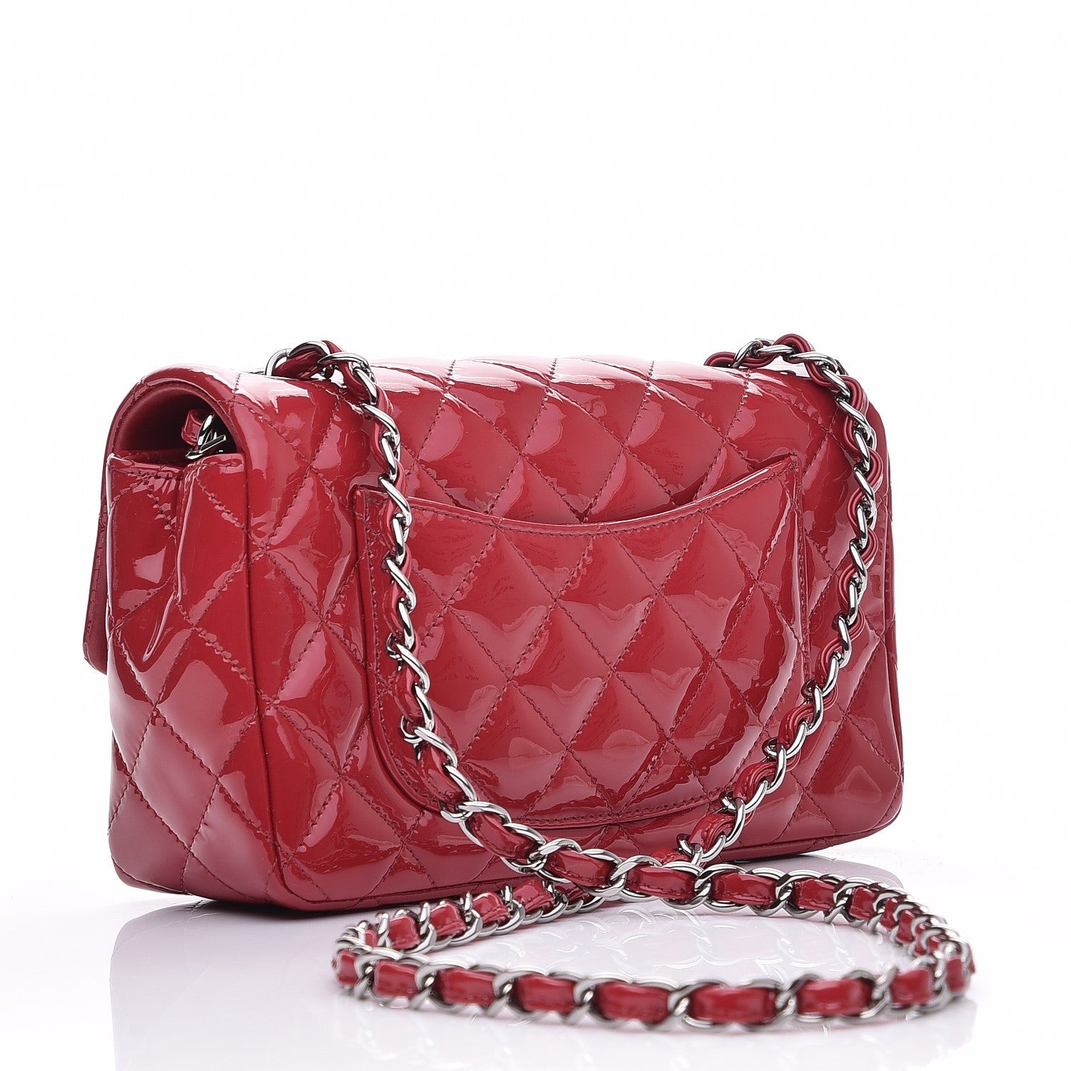 Chanel Patent Calfskin Quilted Mini Rectangular Flap Red 3 of 8