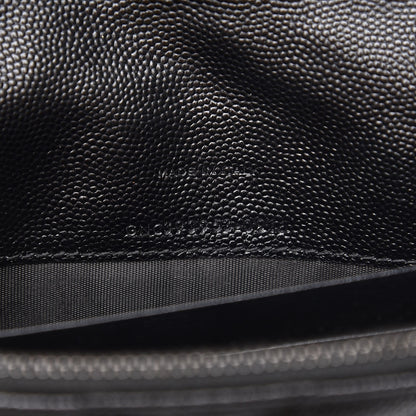 Saint Laurent Grain De Poudre Matelasse Chevron Monogram Envelope Chain Wallet Black 7 of 7