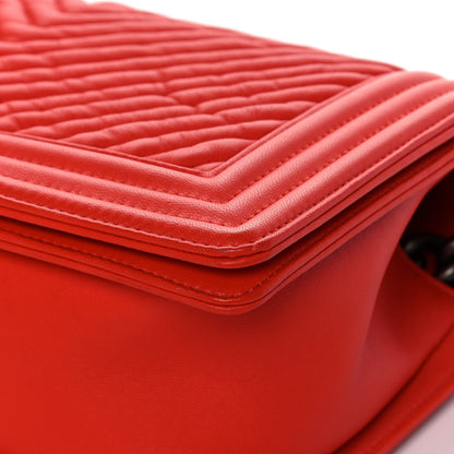 Chanel Wrinkled Lambskin Chevron Quilted Medium Boy Flap Orange 10 of 12