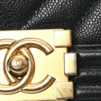 Chanel Caviar Chevron Quilted Medium Boy Flap Black 5 of 15