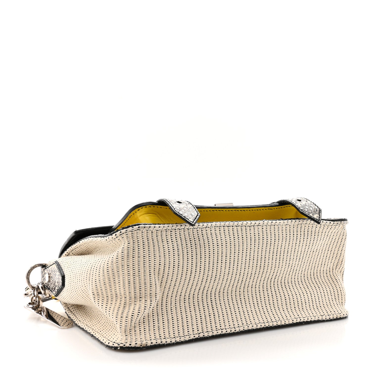 Proenza Schouler Lambskin Snakeskin Canvas Tiny PS1 Satchel Grey Yellow 4 of 10