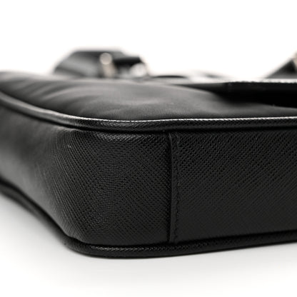 Prada Tessuto Nylon Saffiano Metal Triangle Logo Work Bag Black 8 of 10