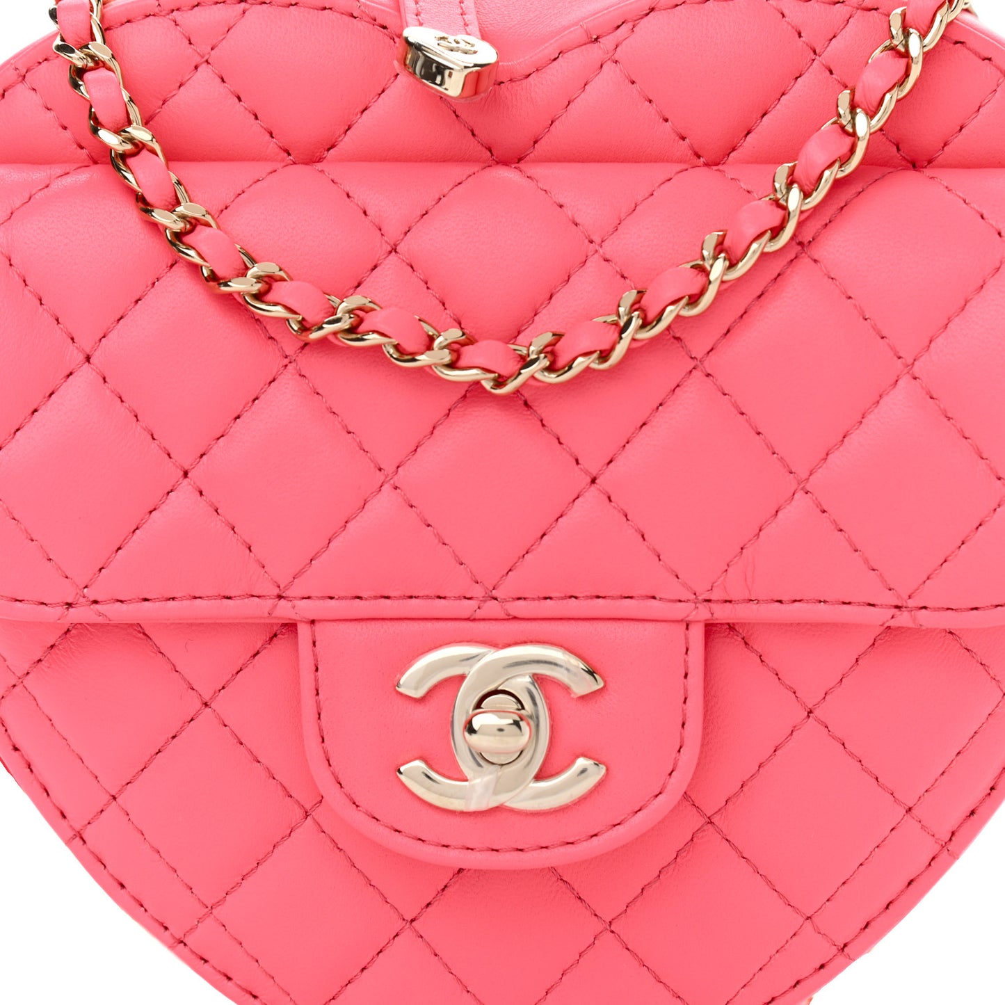 Lambskin Quilted CC In Love Heart Bag Pink