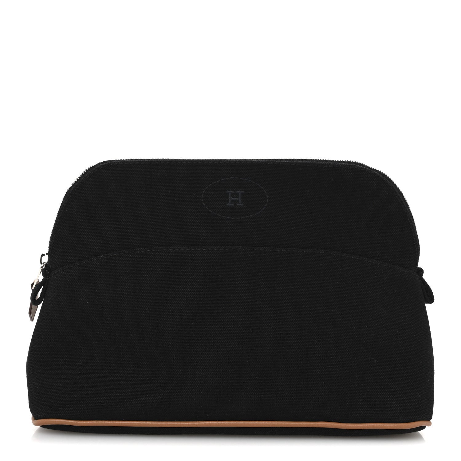 Hermes Cotton Canvas Bolide Travel Cosmetic Pouch MM Black 1 of 8