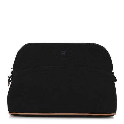 Hermes Cotton Canvas Bolide Travel Cosmetic Pouch MM Black 1 of 8