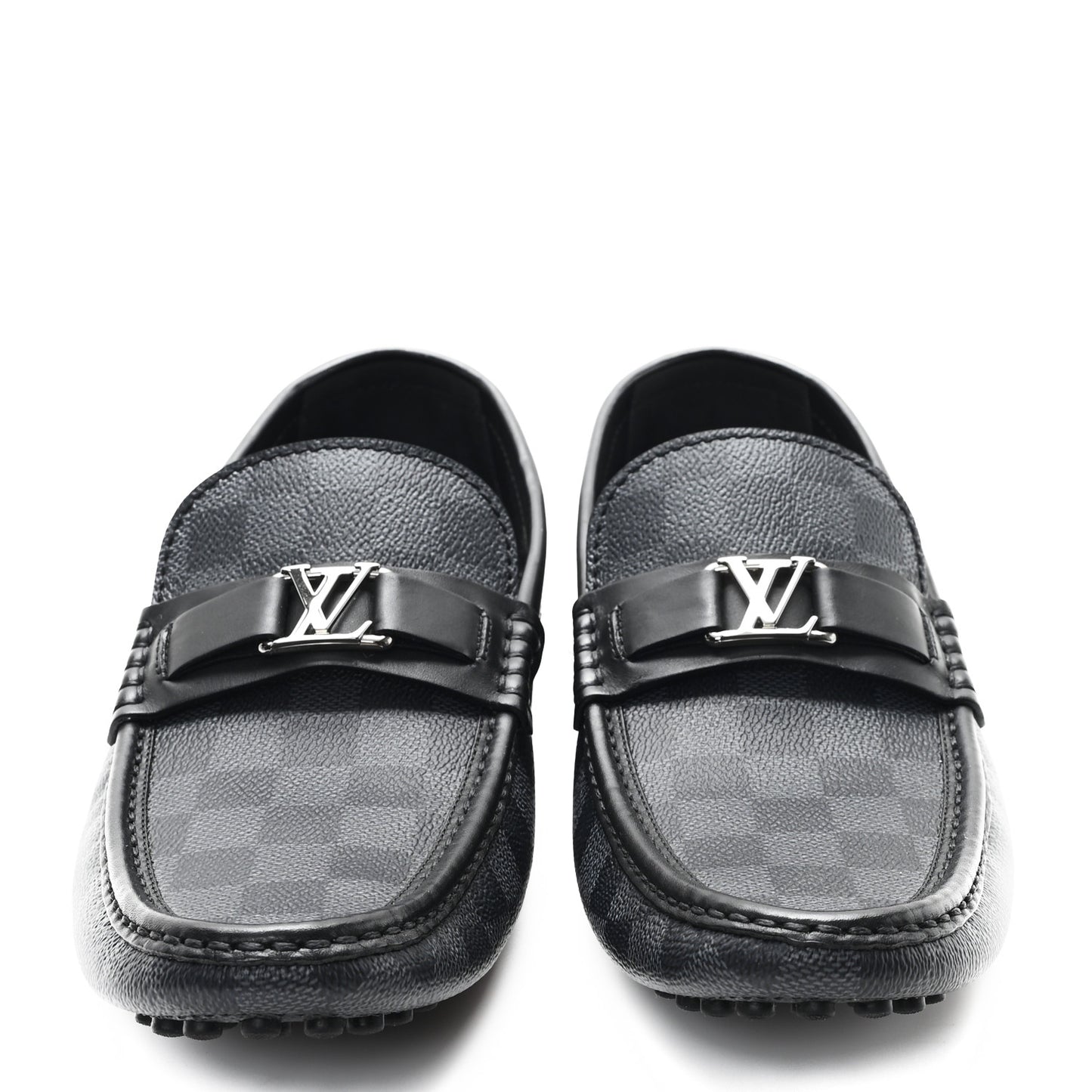 Mens Damier Graphite Hockenheim Moccasin Loafers 9 Onyx