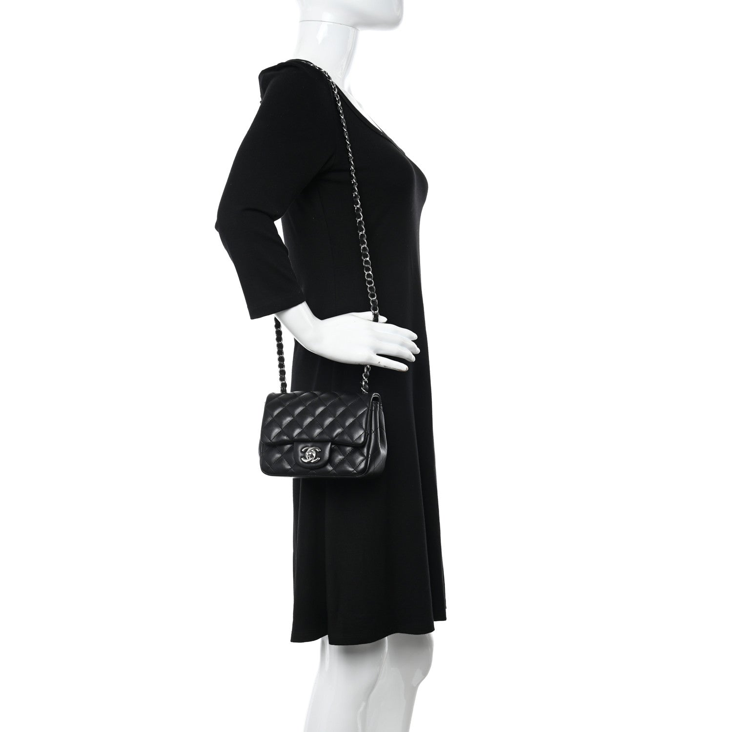 Chanel Lambskin Quilted Mini Square Flap Black 2 of 10