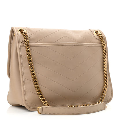 Saint Laurent Lambskin Matelasse Monogram Medium Niki Chain Satchel Dark Beige 3 of 11
