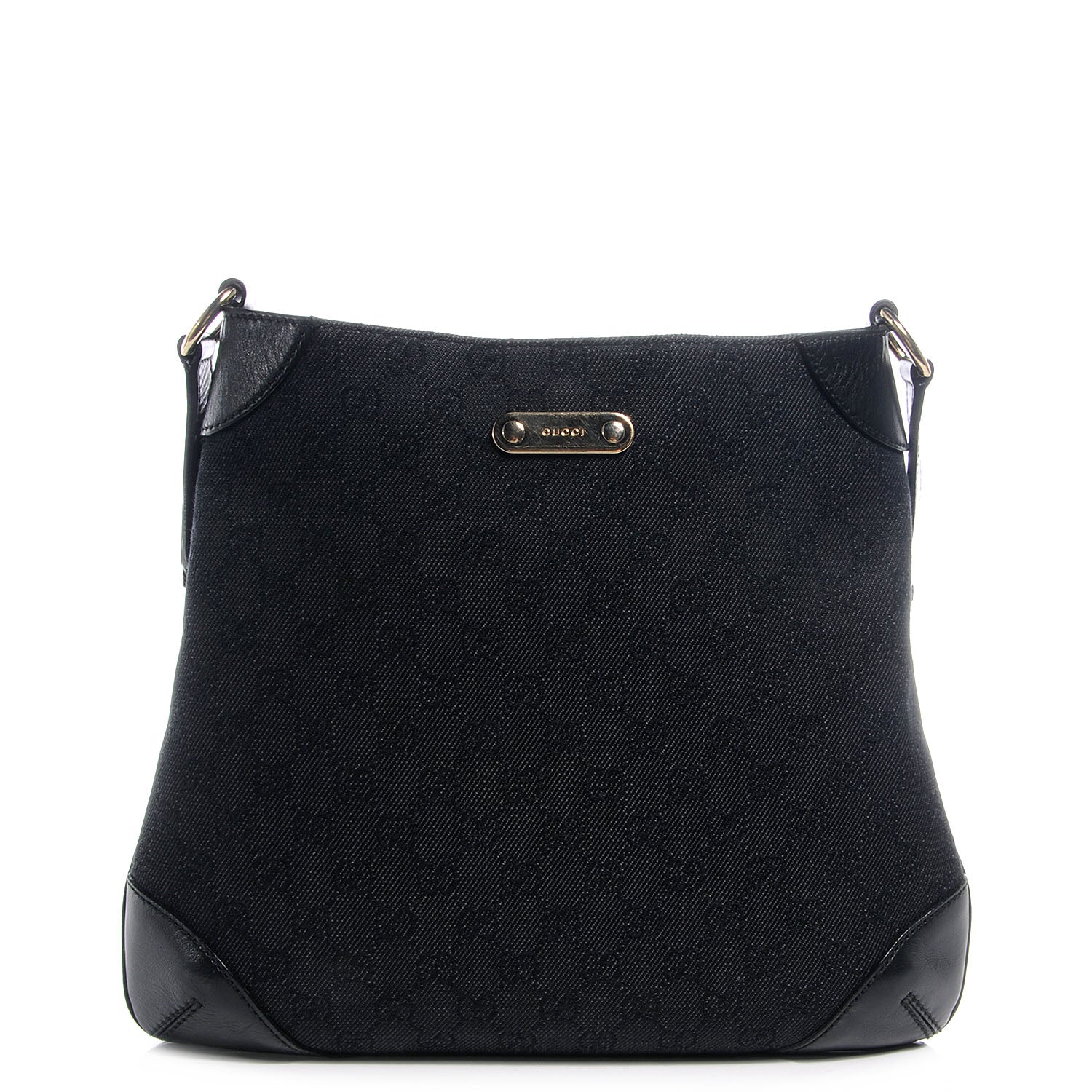 Gucci Denim Monogram Capri Chain Shoulder Bag Black 1 of 7