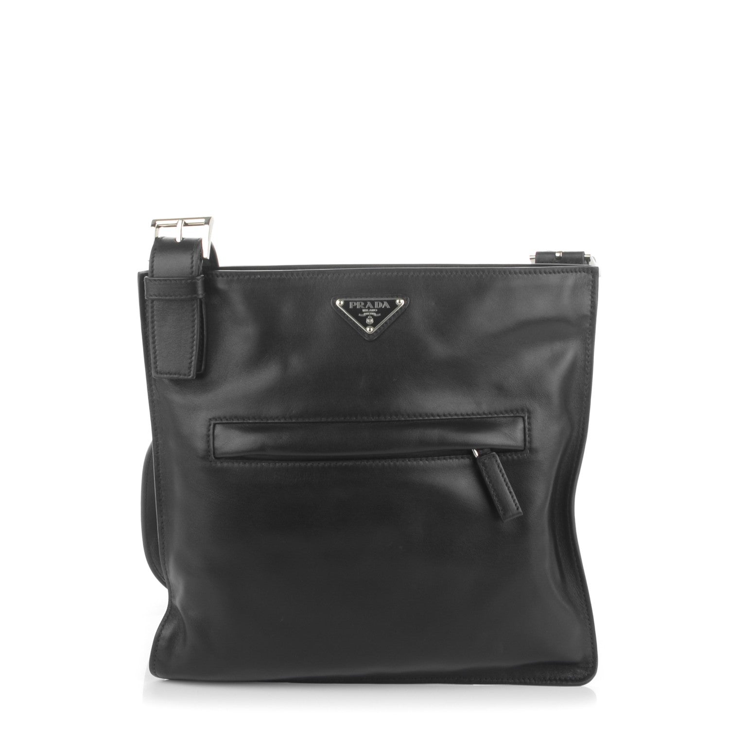 Prada Soft Calf Flat Messenger Bag Black 1 of 6