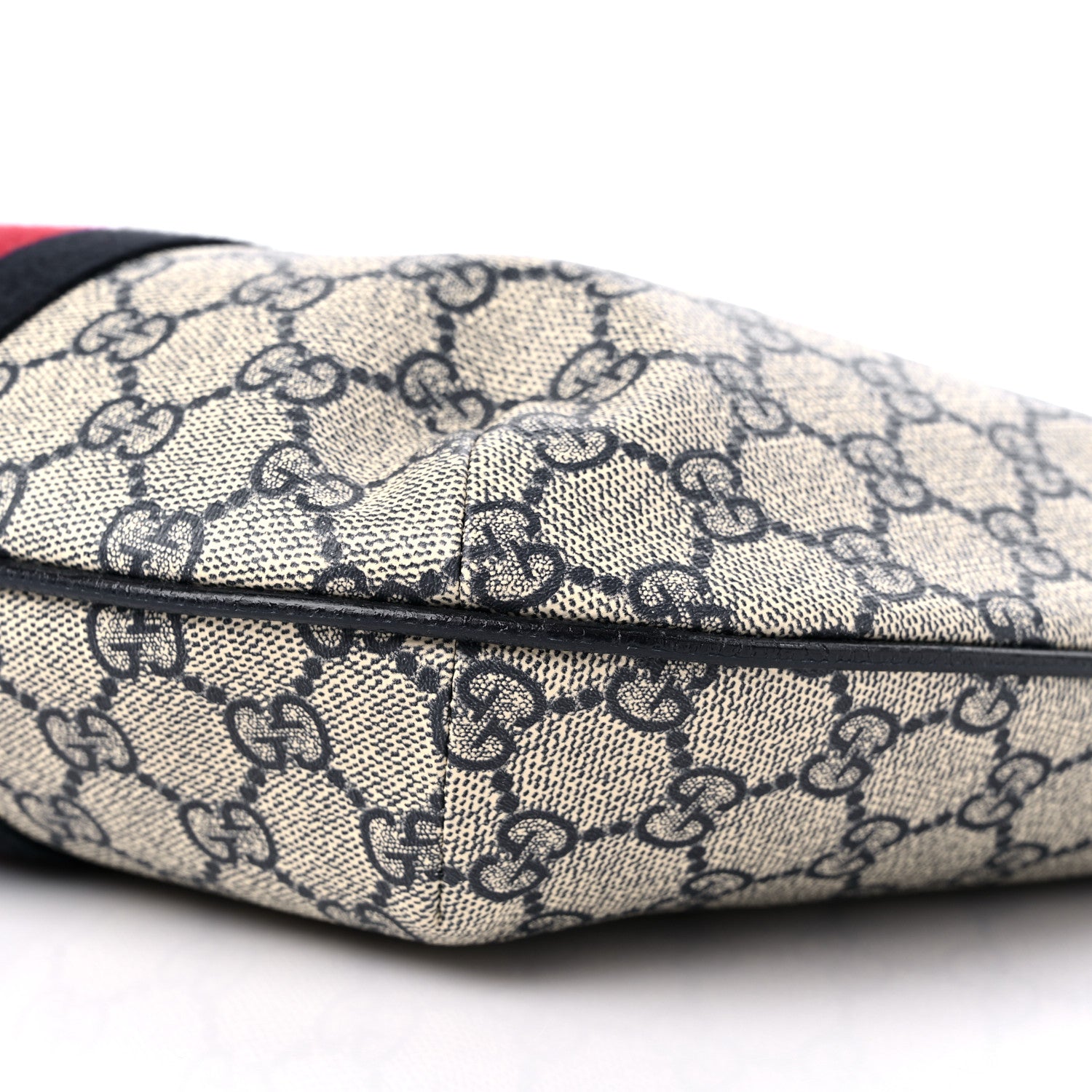Gucci GG Supreme Monogram Textured Dollar Calfskin Web Small Ophidia Half Moon Hobo Beige Blue 9 of 11