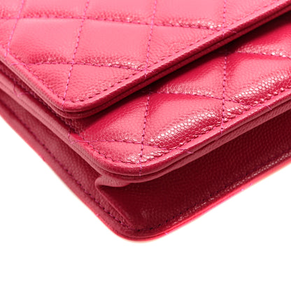 Chanel Caviar Quilted Twist Your Buttons Wallet On Chain WOC Fuchsia 9 of 11