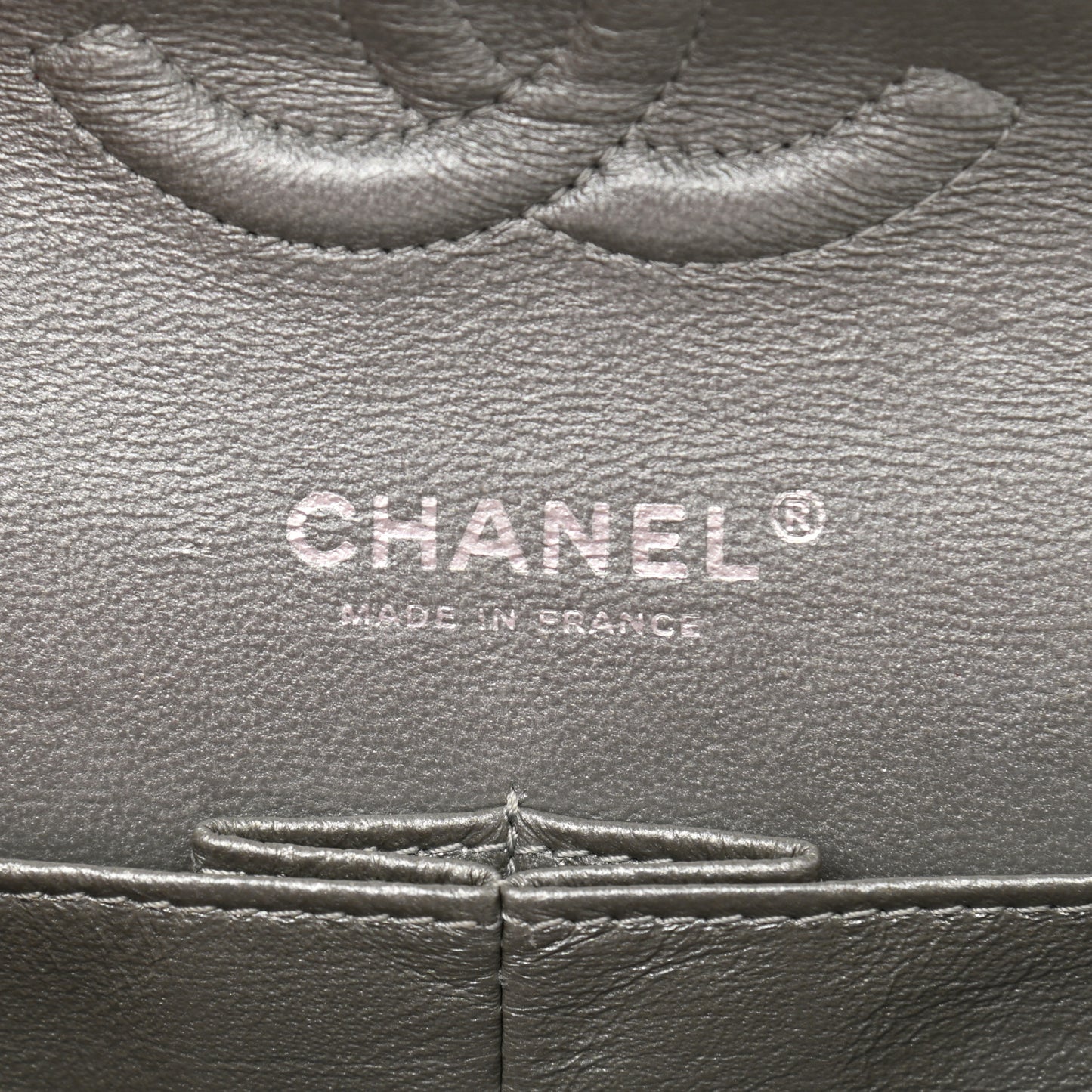 Glazed Calfskin Grommet Embellished Medium Airline Double Flap Silver