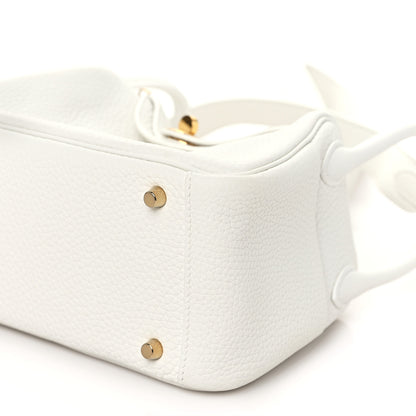 Hermes Taurillon Clemence Mini Lindy 20 New White 10 of 11