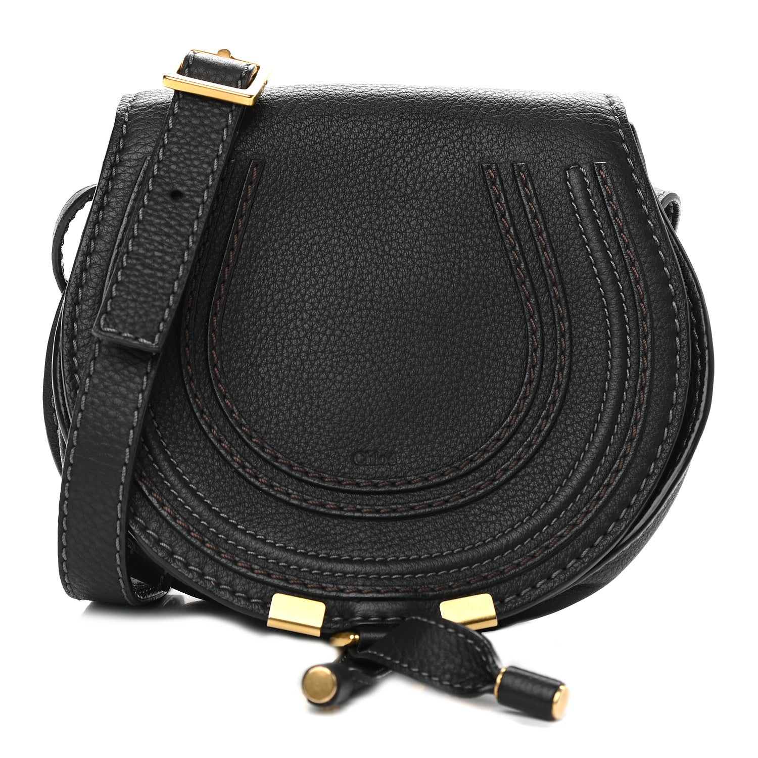 Chloe Calfskin Mini Marcie Round Crossbody Bag Black 1 of 8