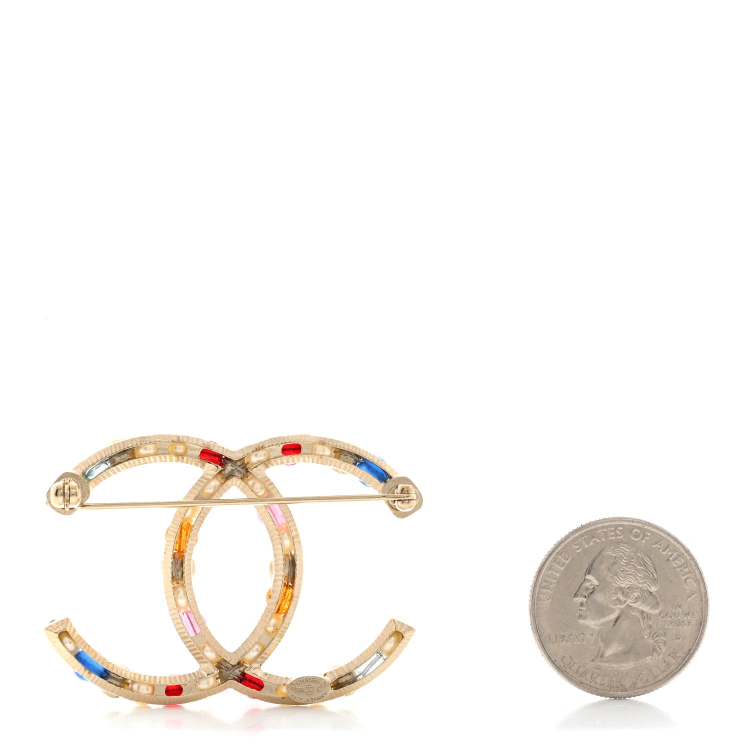 Chanel Pearl Crystal CC Brooch Gold Multicolor 1613624 – FASHIONPHILE