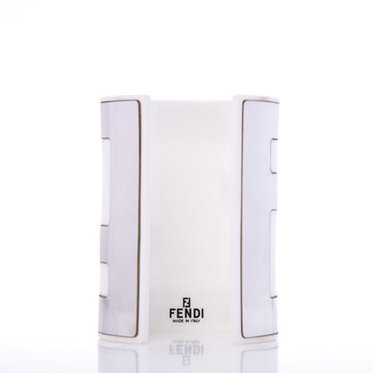 Fendi Resin Cuff FF Bracelet White Silver 3 of 4