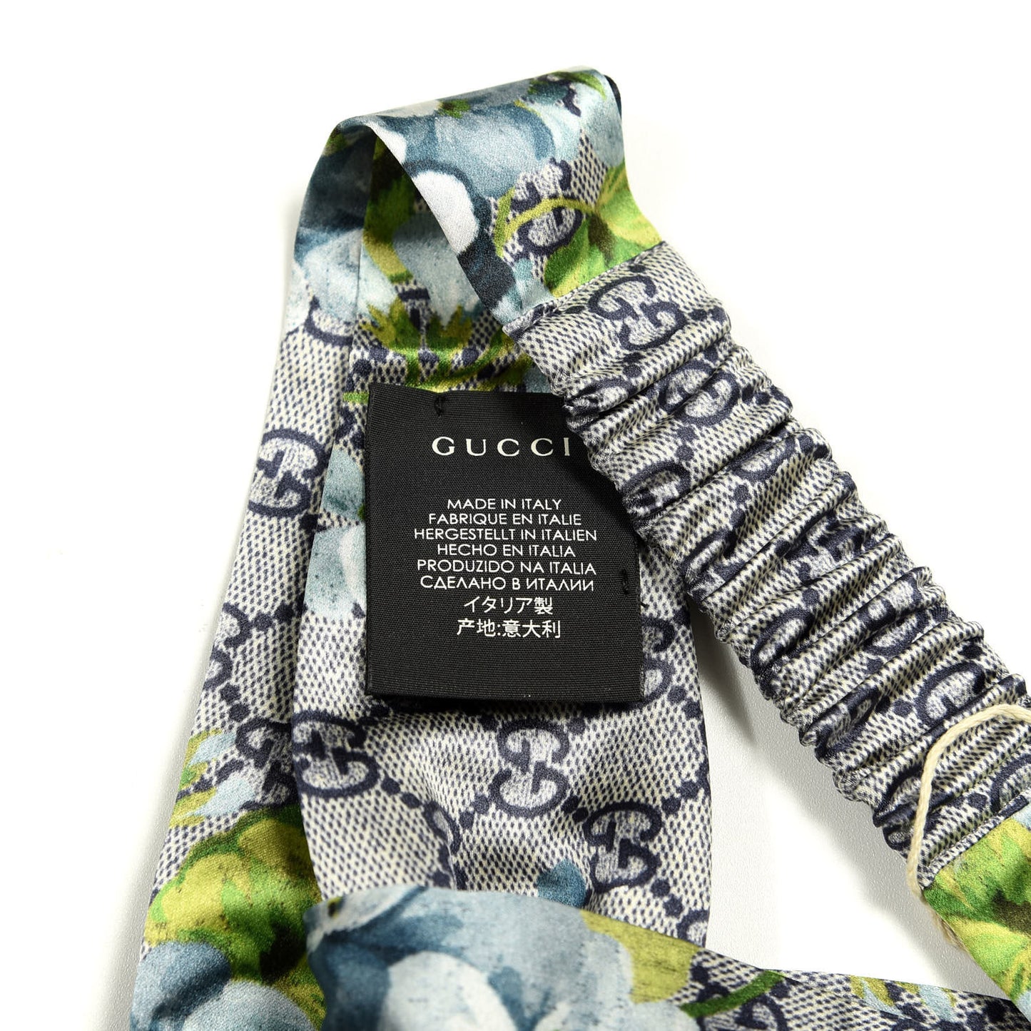 Silk Monogram Blooms Print Headband Blue