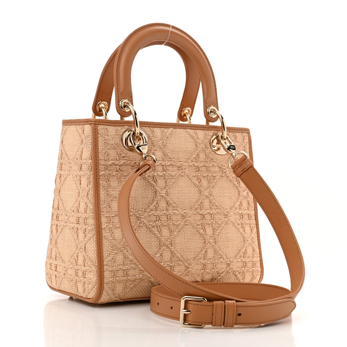 Raffia Medium Lady Dior Bag Beige