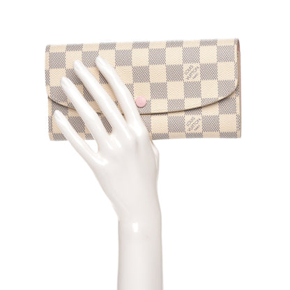 Louis Vuitton Damier Azur Emilie Wallet Rose Ballerine 2 of 7