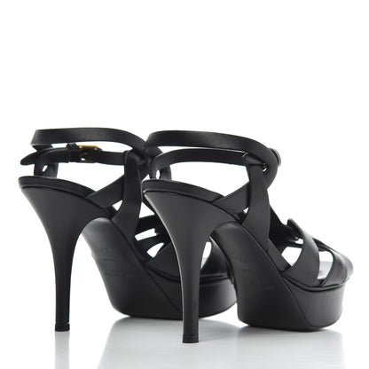 Saint Laurent Calfskin Tribute 75 Platform Sandals 37 Black 4 of 19