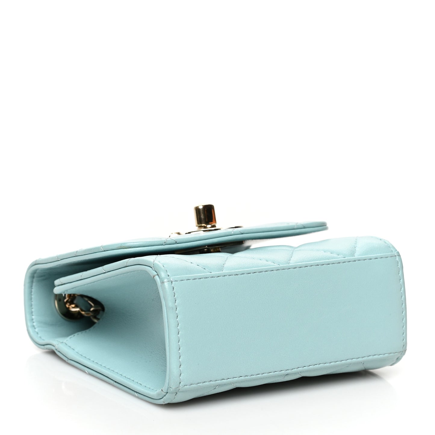 Lambskin Quilted Mini Trendy CC Chain Wallet Light Blue