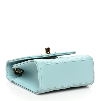 Chanel Lambskin Quilted Mini Trendy CC Chain Wallet Light Blue 3 of 10