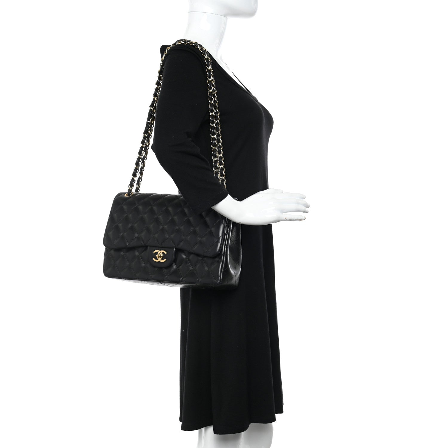 Chanel Lambskin Quilted Jumbo Double Flap Black 2 of 15