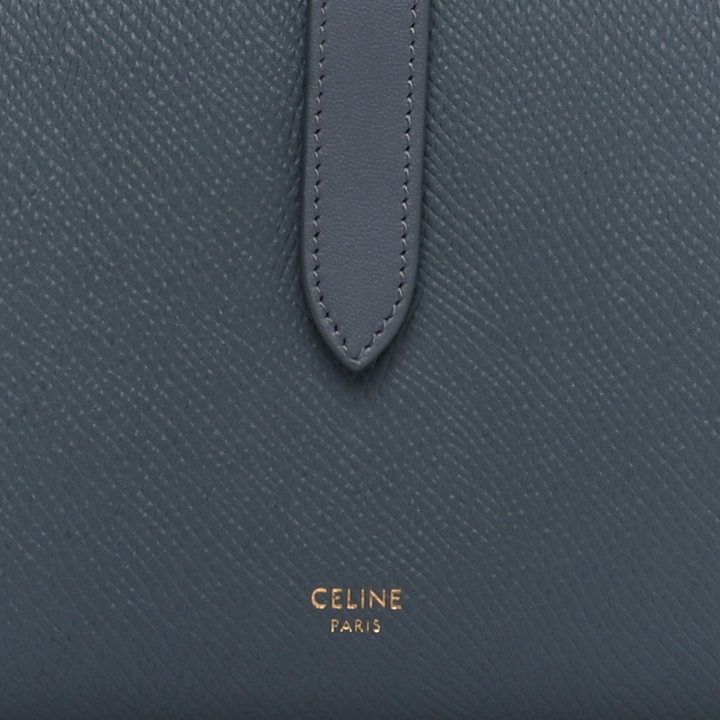 Grained Calfskin Large Multifunction Strap Wallet Medium Grey