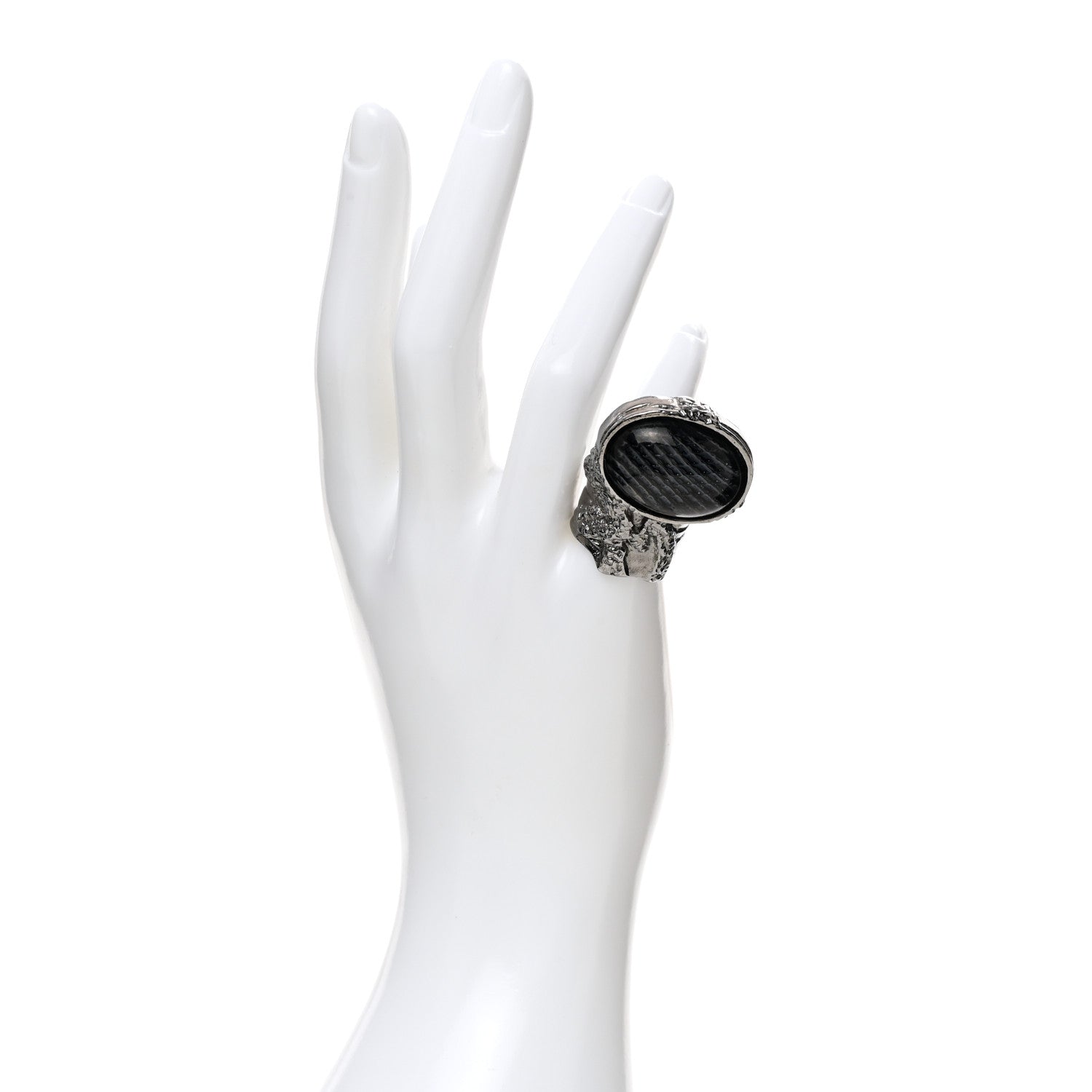Saint Laurent Glass Cabochon Arty Ovale Ring 49 5 Navy 2 of 5