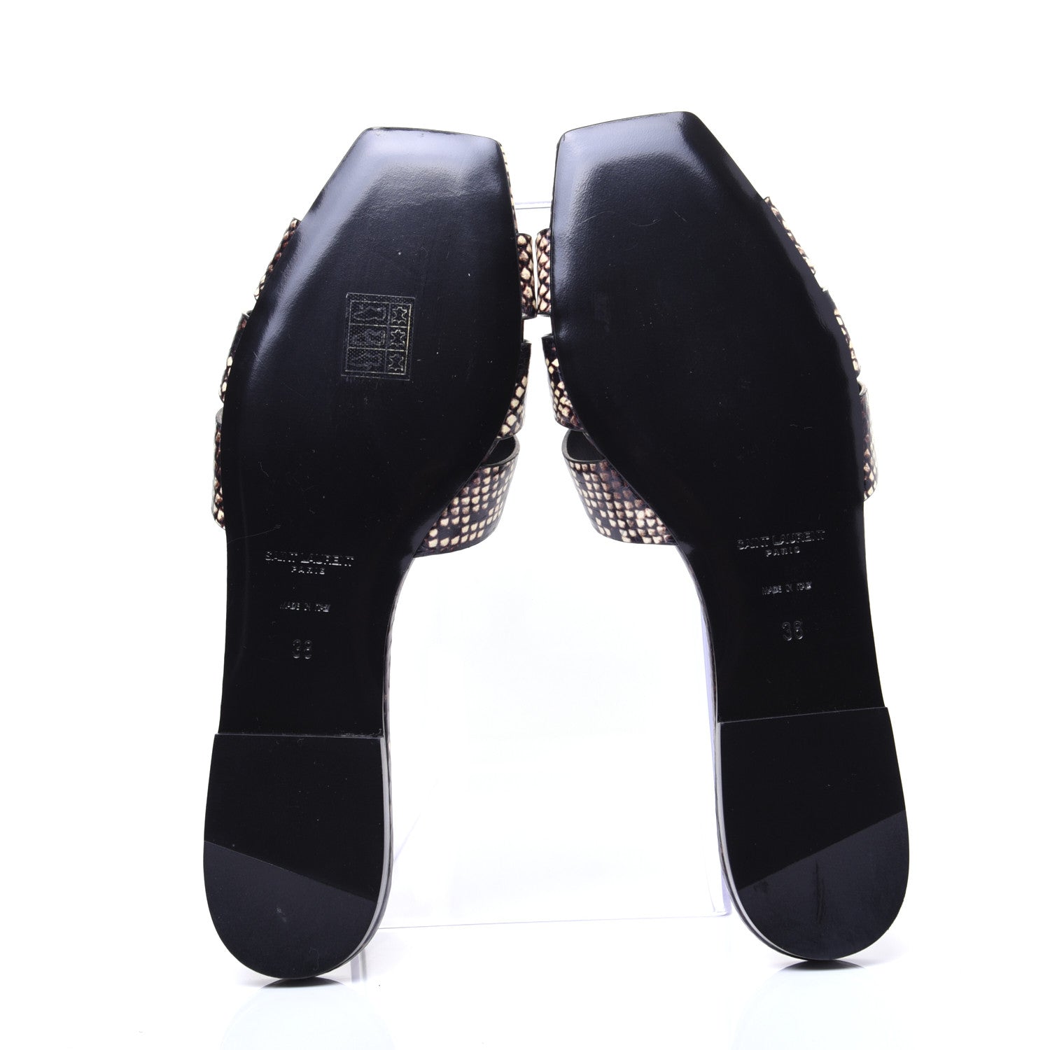 Saint Laurent Calfskin Embossed Nu Pieds 05 Slide Sandals 38 Oro 6 of 9