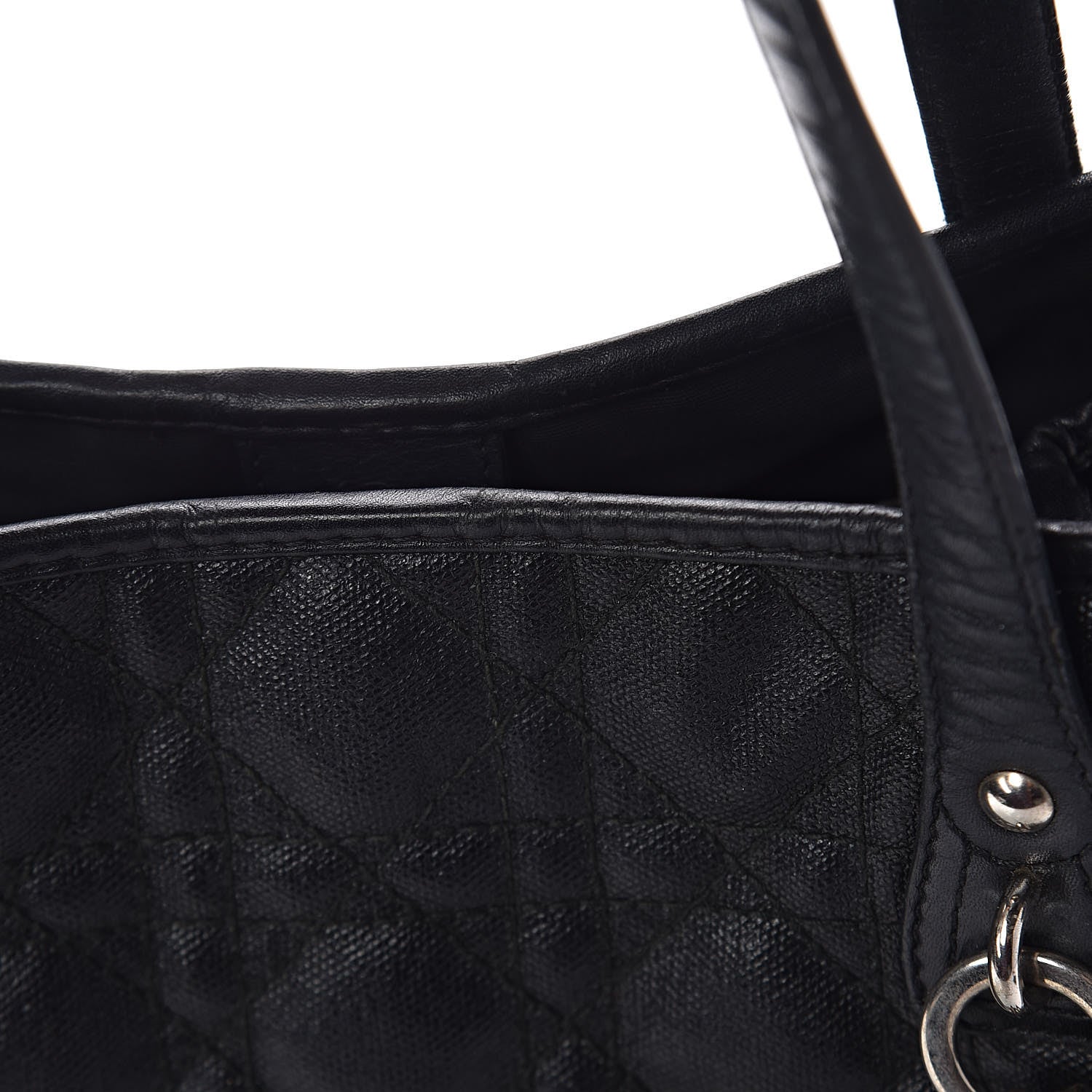 Christian Dior Coated Canvas Cannage Medium Panarea Tote Black 16 of 19