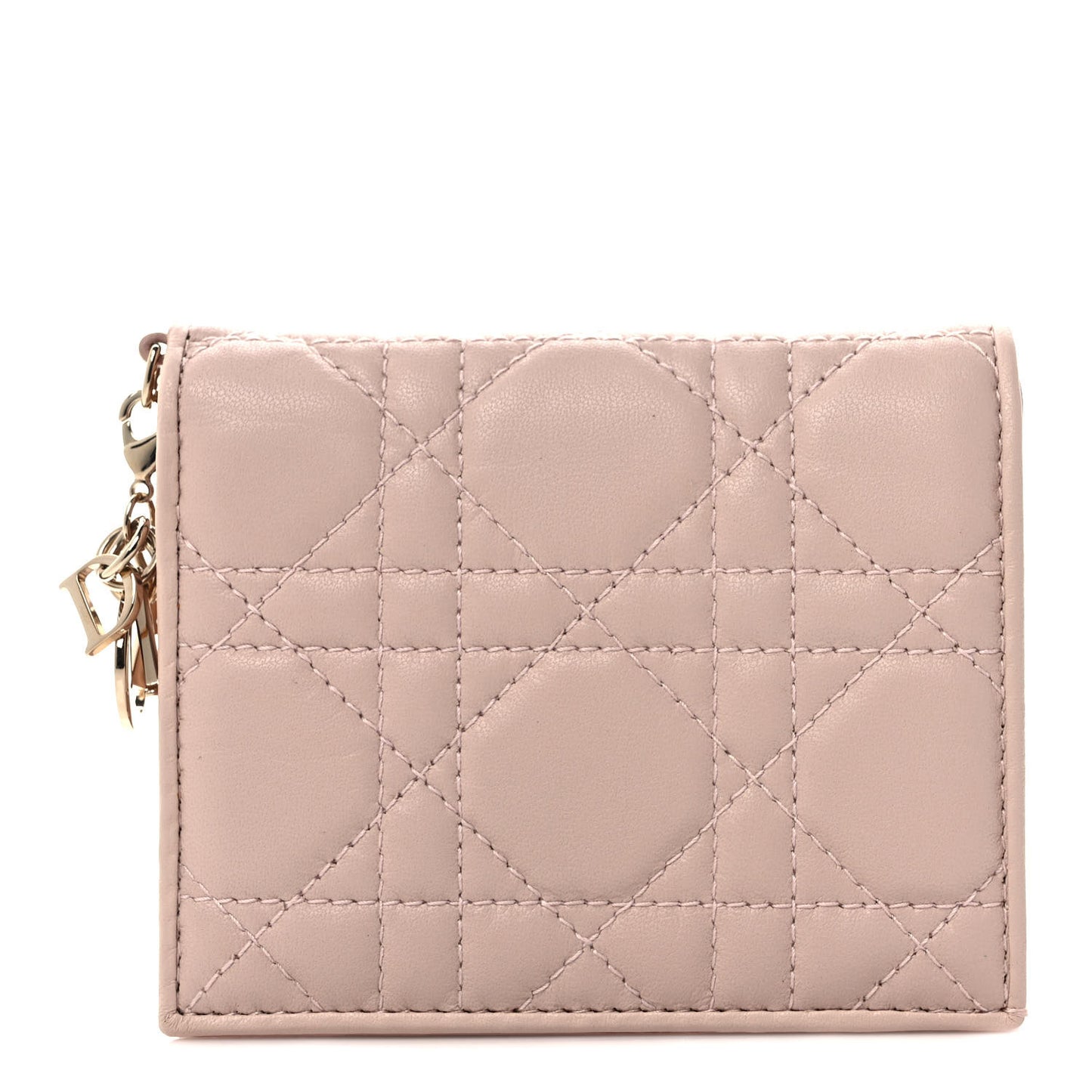Lambskin Cannage Mini Lady Dior Wallet Aesthetic Beige